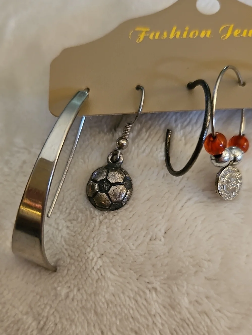 Vintage Six Single Hoop Totem Soccer Bird Earrings